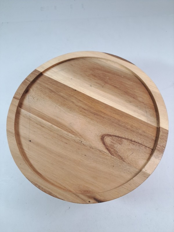 Rustic Farmhouse Style Wood Cake Stand w/ Galvanized Metal Base gallery
