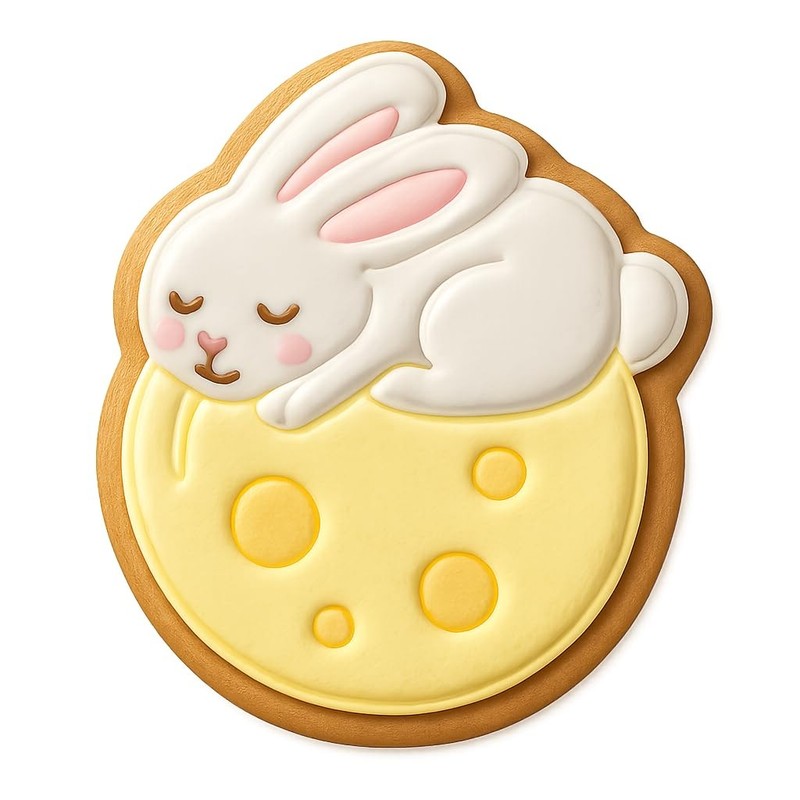 Sleeping Bunny on Full Moon Cookie Cutter & Stamp - 4x3.8 gallery