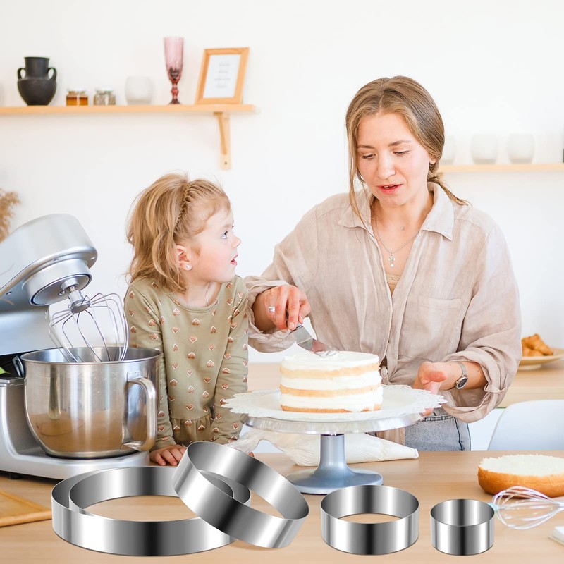 5 Pack Stainless Steel Cake Rings Round Cookie Cutter for Egg Pie, 5 Sizes gallery