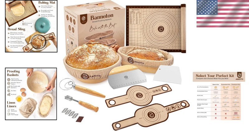 Rustic Banneton Baskets for Sourdough - 17-Piece Bundle gallery