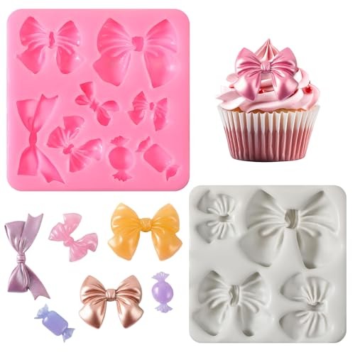 2 Pack Mini Bow Silicone Mold Candy Bow Mold Fondant Molds Bowknot Rice Crispy