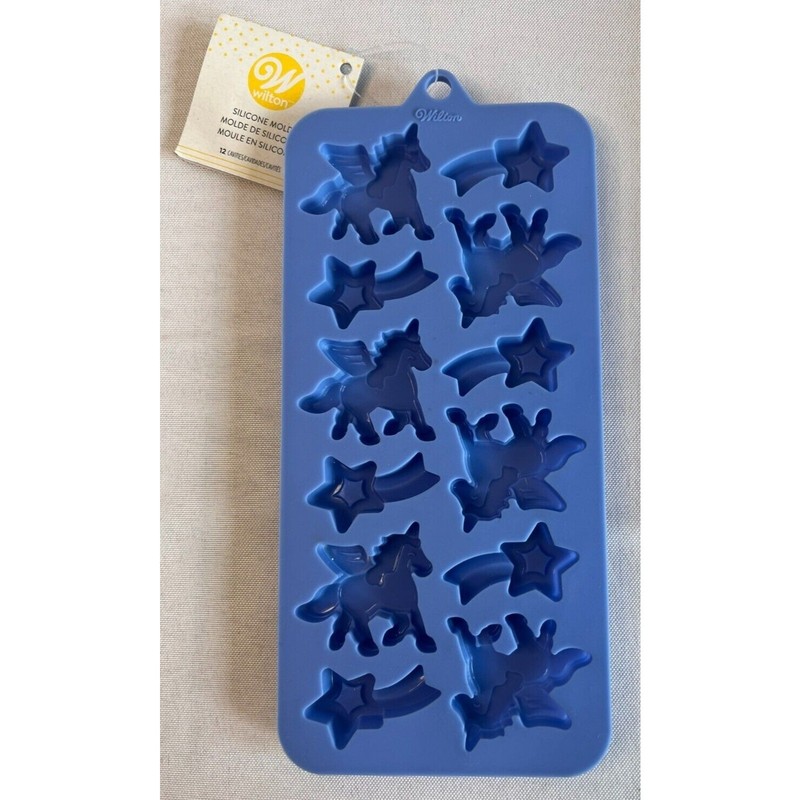 Wilton Silicone Candy Mold – Flying Unicorns Shooting Stars – Blue Mold NWT