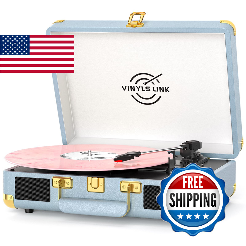 Vinyls Link Vinylslink Bluetooth Vinyl Record Player 3-Speed Portable Turntable