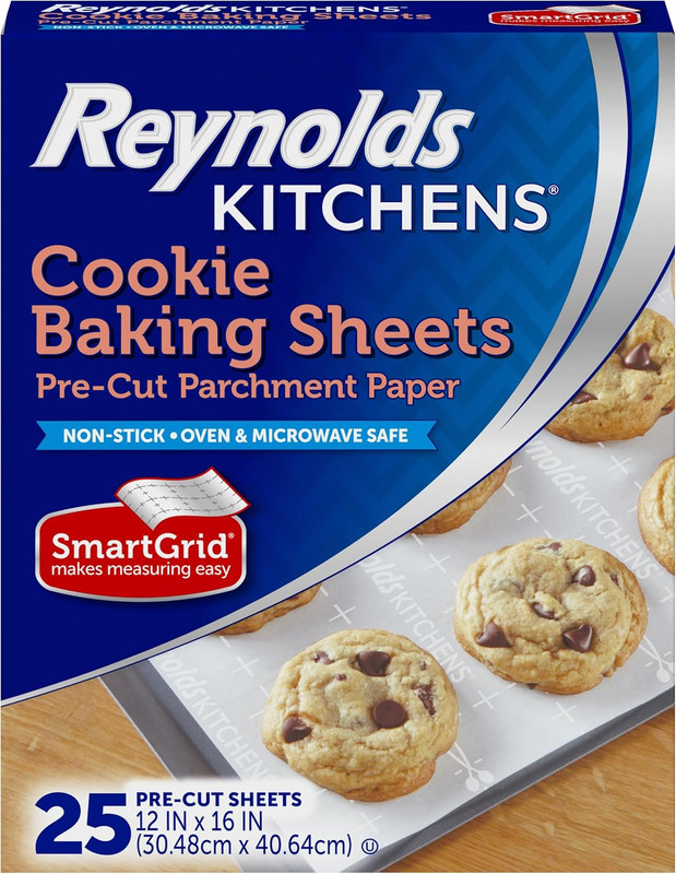 Kitchens Cookie Baking Sheets, Pre-Cut Parchment Paper,25 Count (Pack of 4), 100