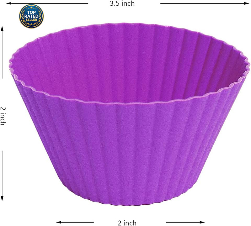 Extra Large Silicone Cupcake Muffin Cups 12 Pack, 3.54 Inch Muffin Liners, Reusa gallery