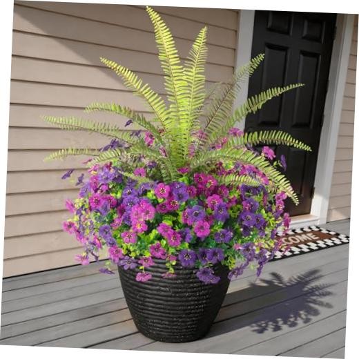 Artificial Flowers for Outdoors UV Resistant Spring Summer A-double Purple
