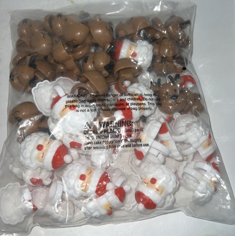 NEW DecoPac Jolly Santa & Reindeer Cupcake Rings Bag Of 72 discontinued 6 packs
