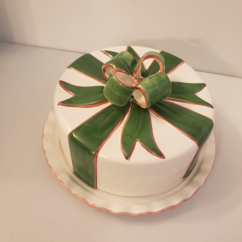 Ribbons And Bows 1996 Cake Plate Lid 3d Alabaster For Portugal Ceramics Vintage gallery
