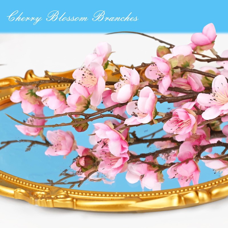 Waipfaru 4 Pcs Faux Cherry Blossom Decor 36 Long Stem Artificial Flowers For gallery