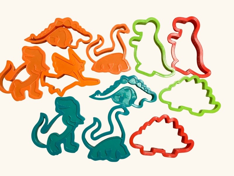 Dinosaur-Themed Cookie Cutter Set Plastic for Cookie Making or Play-Doh Fun
