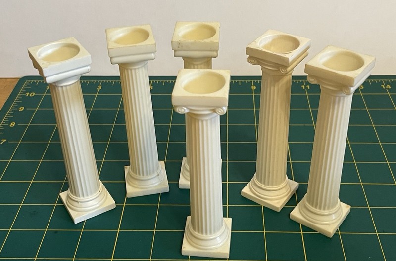 Vintage Lot of 6 Wilton White Grecian Greek 5" Cake Pillars Ionic Columns gallery