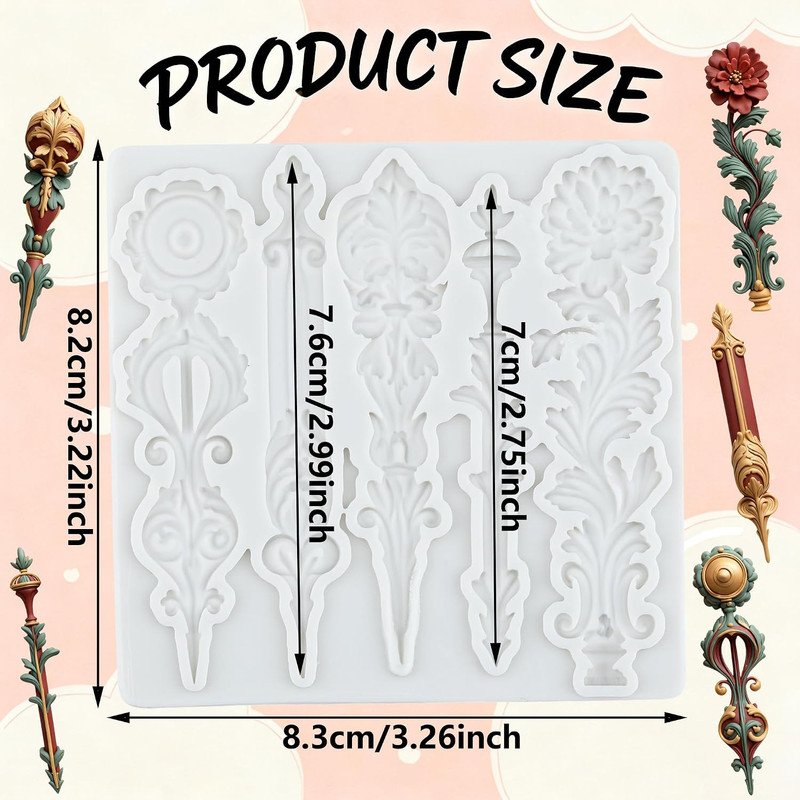 Baroque Relief Flower Silicone Mold Baroque Leaves Scroll Lace Polymer Clay gallery