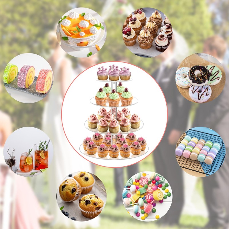 4 Tier Round Acrylic Cupcake Stand with Base, Premium Cupcake Holder, Acrylic... gallery