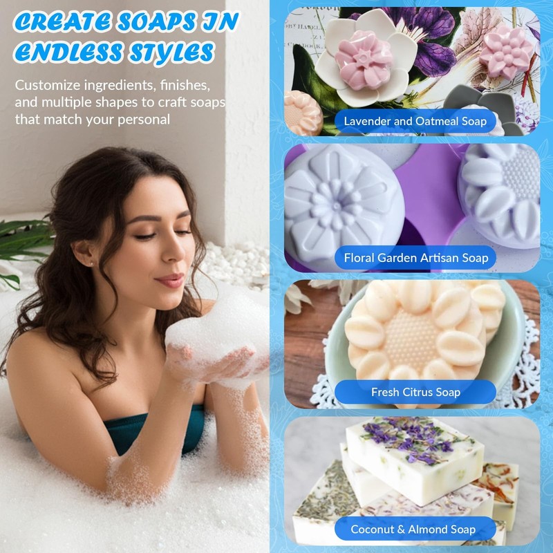 Square Flower Rectangle Bar Molds Silicone, 7 Shapes for Chocolate Soap Makin... gallery