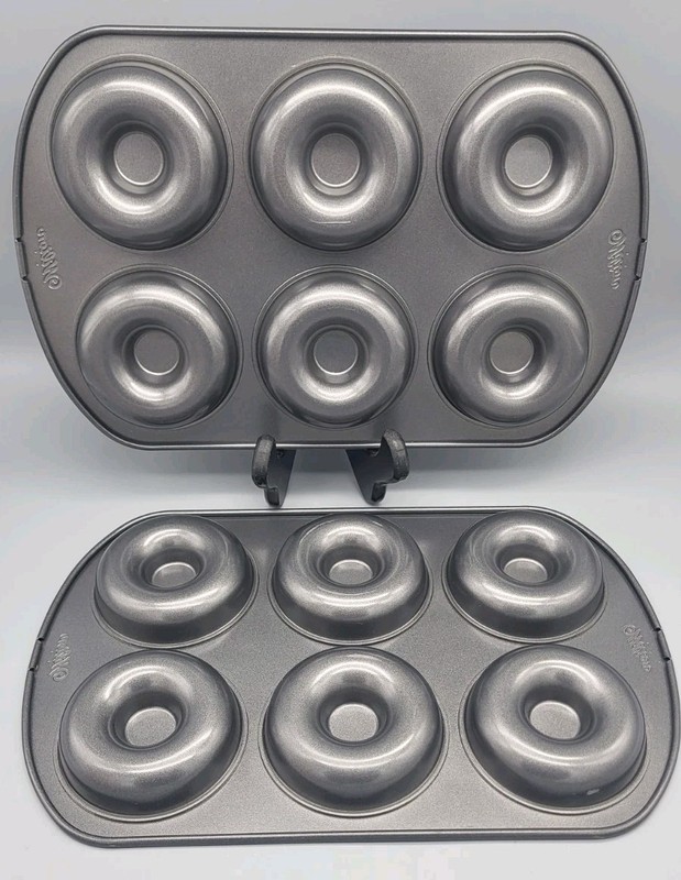 Wilton Doughnut Donut 6 Cavity Mold Baking Sheets Pans Set of 2 gallery