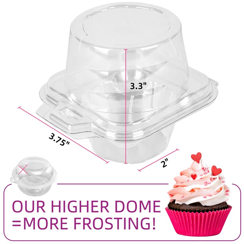 Individual Cupcake Containers, 100 Pcs Plastic Clear Cupcake Boxes, Disposabl... gallery