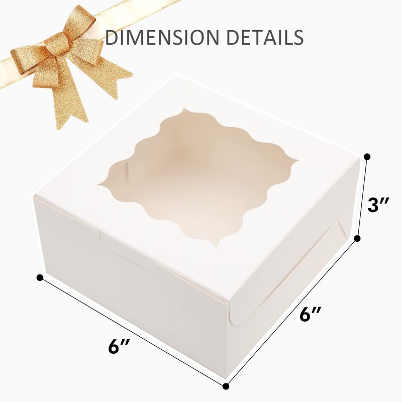 60 PCS White Bakery Boxes With Window 6x6x3 Inch Pastry Cookie Box Sturdy gallery