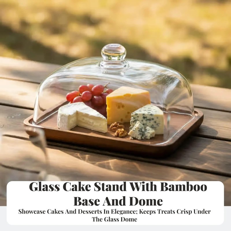 Cake Stand with Glass Dome Cake Tray Butter Dish Decorative Dessert Plate Cak... gallery