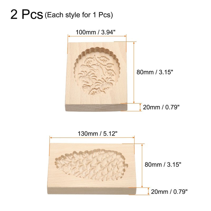 2pcs Wooden Cookie Mould Wooden Cookie Biscuit Mould Bird Carved gallery