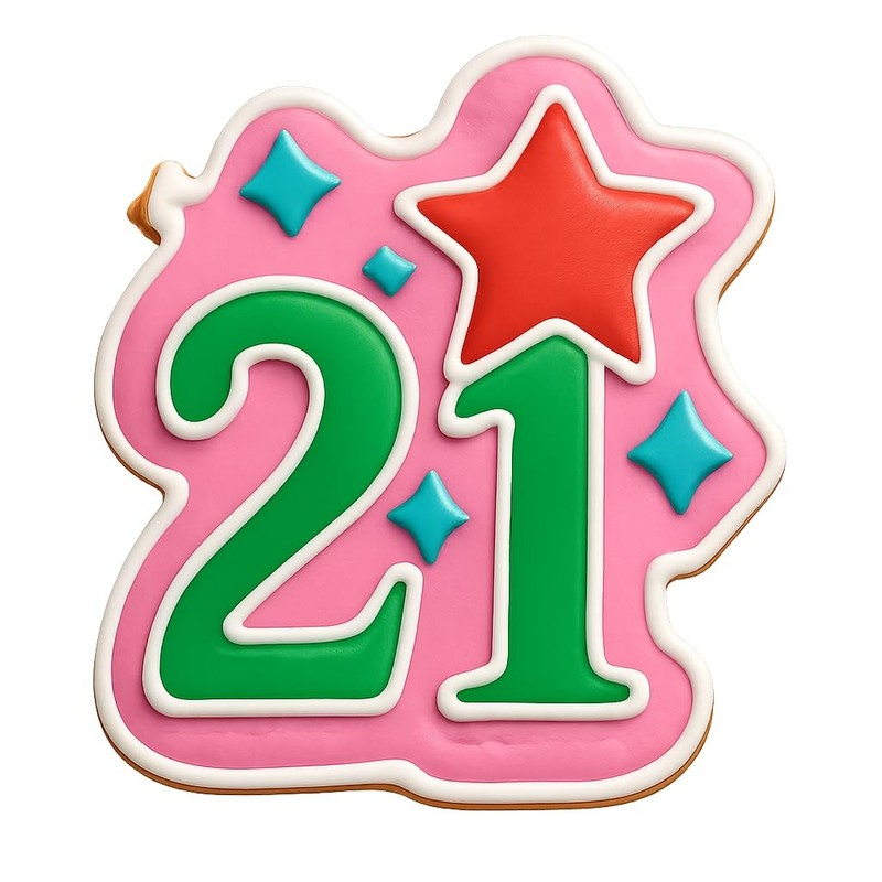 Starry 21 Birthday Cookie Cutter & Stamp, Fondant & Clay - 4x4 gallery