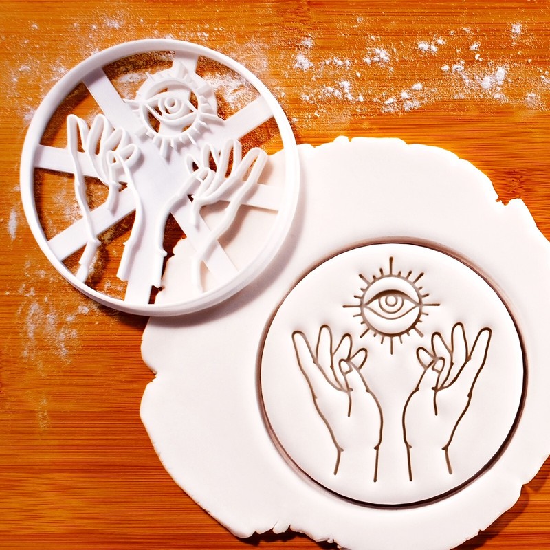 Mystic Hands with All-Seeing Eye Cookie Cutter – spiritual boho occult evil eye