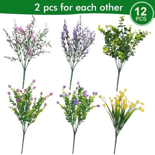 Artificial Flowers Outdoor, Faux Artificial 12 Fuchsia, Purple, Yellow, Green gallery