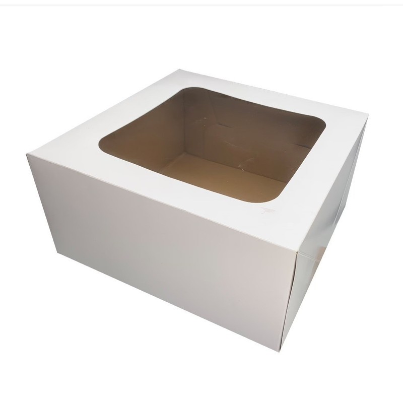 12x12x6 White Cake Boxes with Clear Window 2 Pack Pastry Bakery Shipping