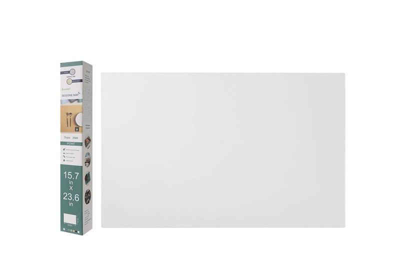 Silicone Mat for Kitchen Counter, Heat 23.6"L x 15.7"W, White Translucent