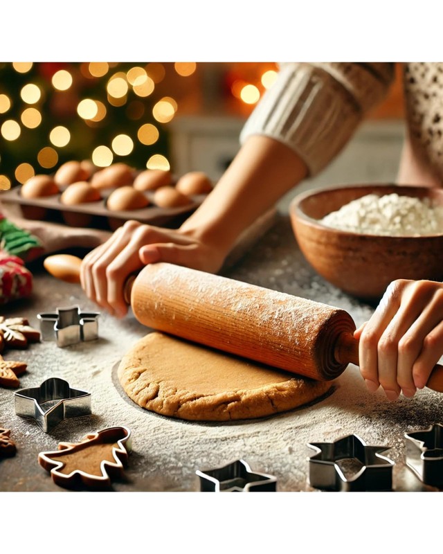 Classic Wooden Rolling Pin for Baking - 17-Inch Natural Beechwood Dough Rolle... gallery