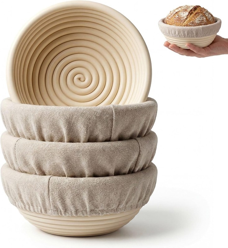 5 Inch Mini Banneton Bread Proofing Basket Set of 4, Easy-Clean Round