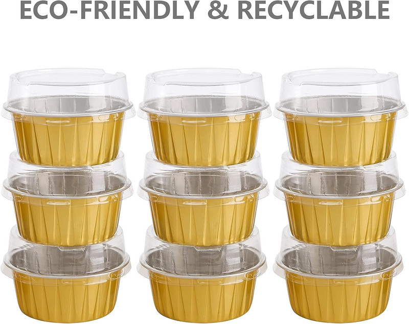 DEAYOU 100-Pack Aluminum Foil Baking Cups with Lids, 5Oz Disposable Muffin Cupca gallery