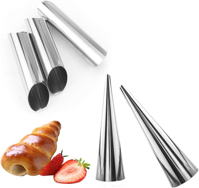 15 Pcs Stainless Steel Cannoli Tubes Set,Non-Stick Cone Cream Horn Molds and Dia