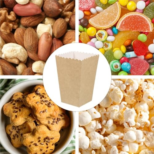Square Kraft Paper Popcorn Boxes 50pcs for Snacks & Dry Fruits, Eco-Friendly gallery