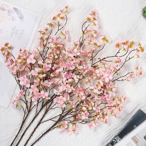 4Pack Artificial Cherry Blossom Flowers 39.3in Faux Cherry Blossom White Pink gallery