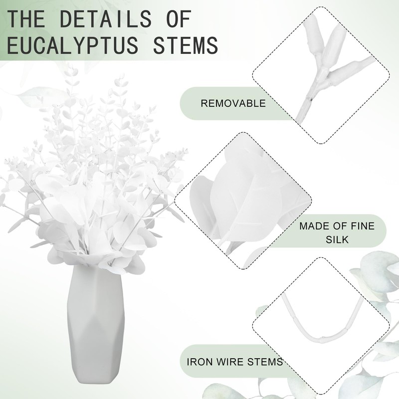 Giegxin 90 Pcs Artificial Eucalyptus Leaves Stems Bulk Silver Dollar Picks gallery