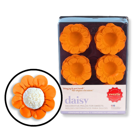 Wholesale Daisy Flower Candy Cups 6 Pack Case: Orange – 50% OFF Retail