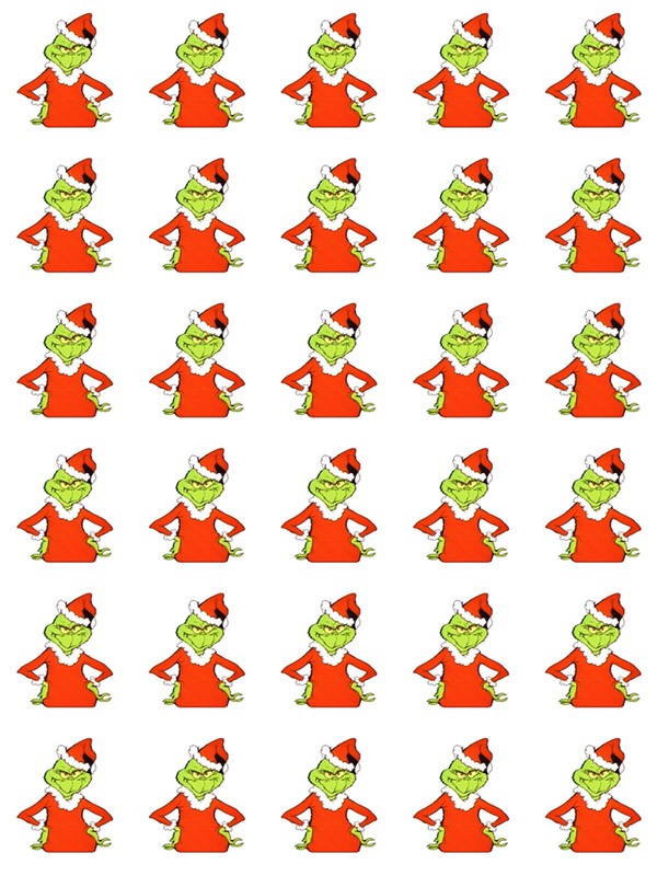 30x Christmas The Grinch Stand Up Cupcake Toppers Edible Wafer Paper Fairy Cakes