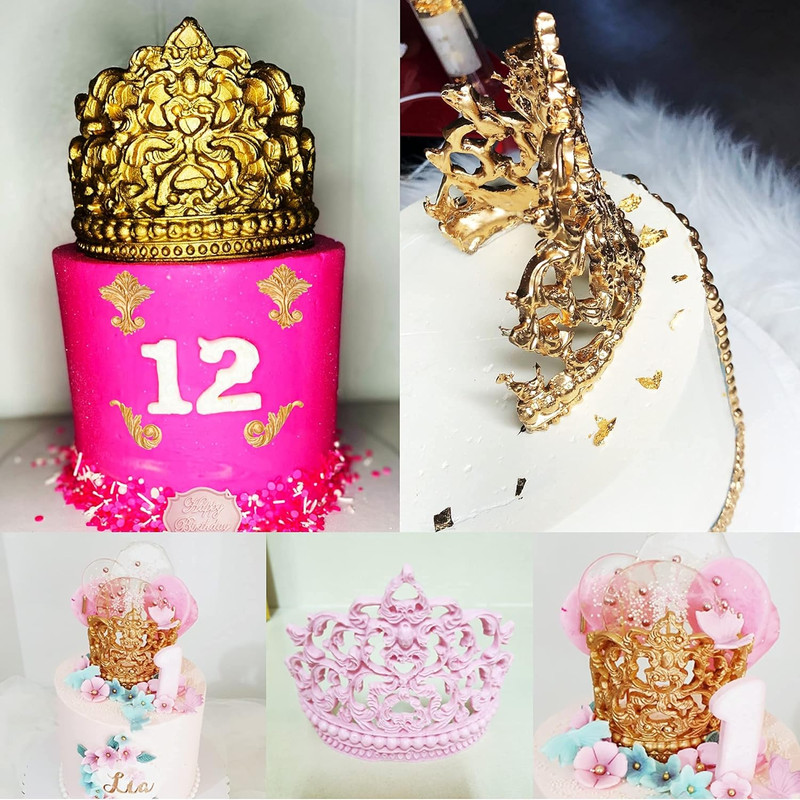 Crown Fondant Molds, 3 Pcs, Baroque Photo Frame Silicone Molds, Chocolate Mould gallery