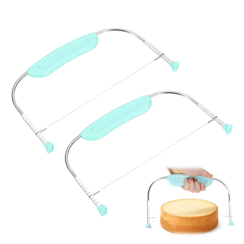 Cake Cutter Slicer Leveler, 2Pcs Cake Slicer with Handle, Light Green
