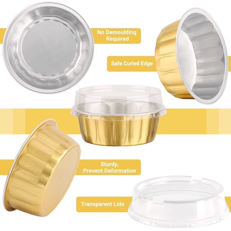 EUSOAR Aluminum Foil Cupcake Baking Cups, Gold 50 Pack 8oz Disposable Alumini... gallery