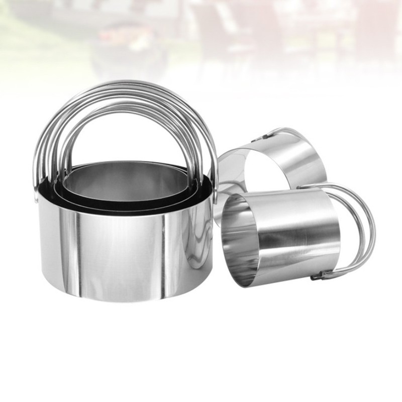 5 Pcs Stainless Steel Cookie Cutter Mousse Ring Set With Handle Baking Tool gallery