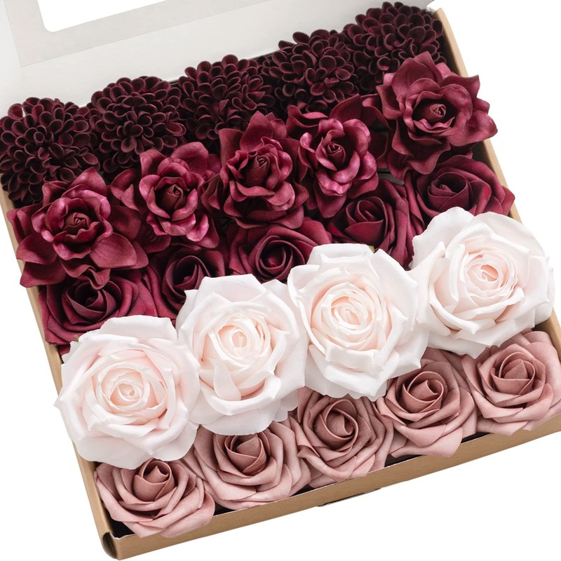 Ling’s Moment 24PC Silk Rose Foam Dahlia Gardenia Combo Artificial Flowers Marsa