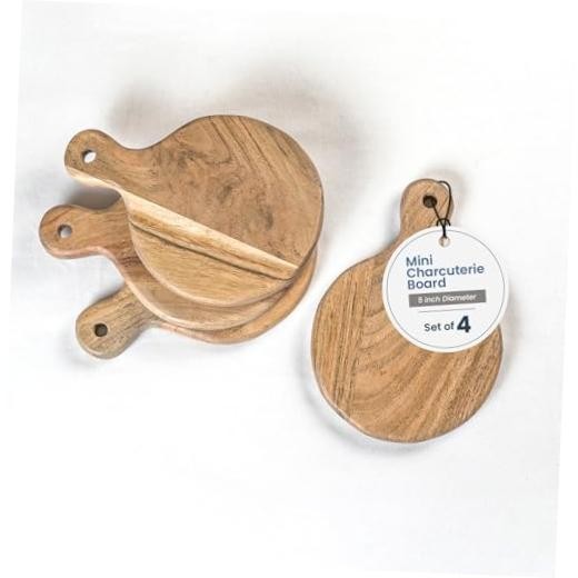 The Fine Living Co. Set of 4 Small Appetizer Serving Plate, Round 7X5 Natural