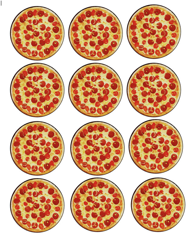 set of 12 pepperoni pizza, edible paper, cupcake cookie toppers CHOOSE SIZE