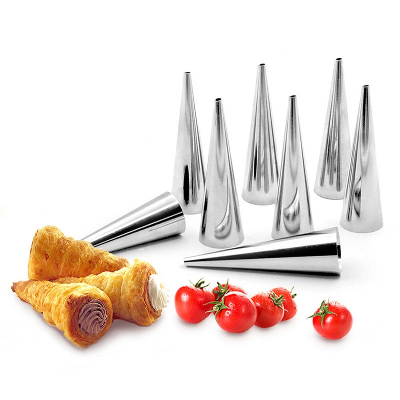 16pcs Steel Pastry Cream Horn Molds Conical Tube Cone Pastry Roll Horn Mould gallery