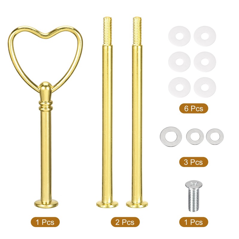 1 Set Cake Tray Stand Handle Plate Hardware Fitting, 3-Tiers Heart Gold gallery