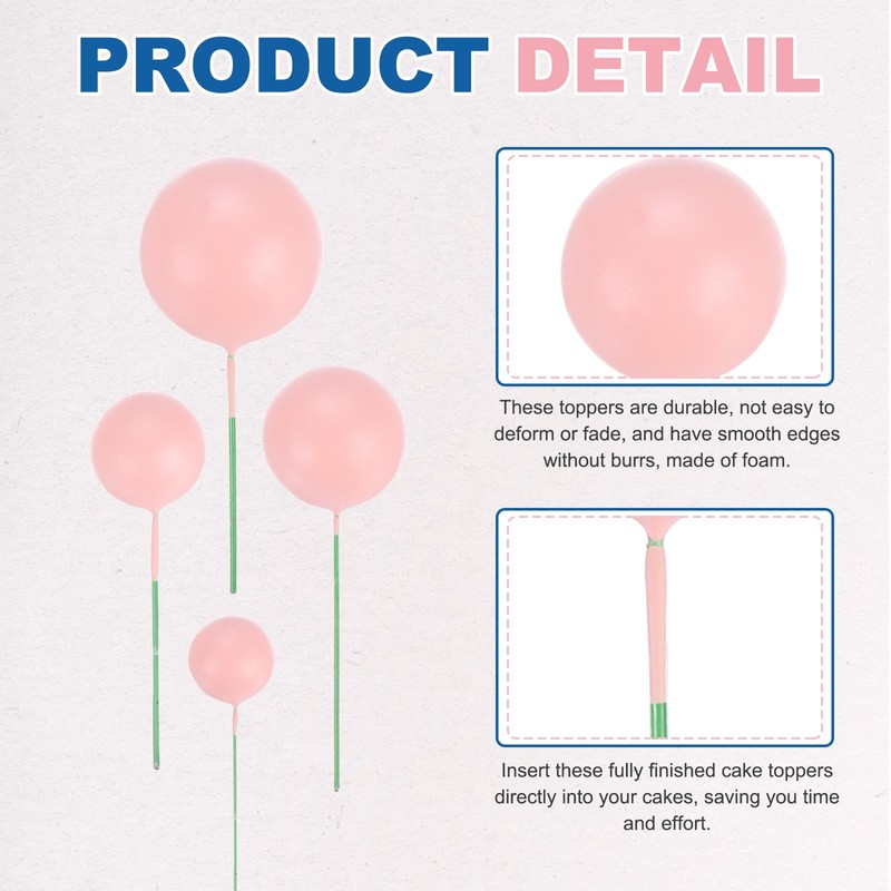 20Pcs Foam Balloons, Cupcake Insert Cake Toppers Cakes Decoration, Deep Pink gallery