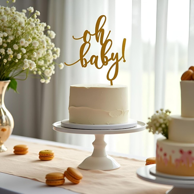 Gold Acrylic Oh Baby Cake Topper - for Baby Shower, Baptism, Gender Reveal & gallery