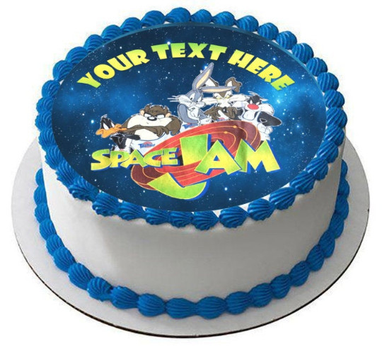Space Jam Edible Image Topper for Cake. Edible Pre Cut Sticker.