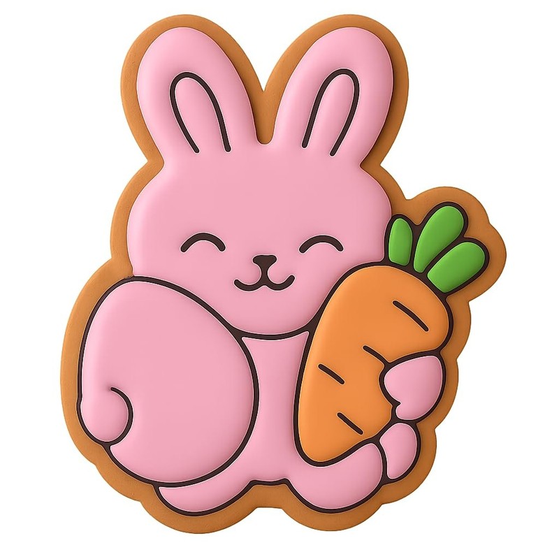 Chibi Bunny with Giant Easter Egg and Carrot Cookie Cutter & Stamp - 4x3.5 gallery